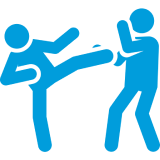 Two stick figures practicing martial arts.